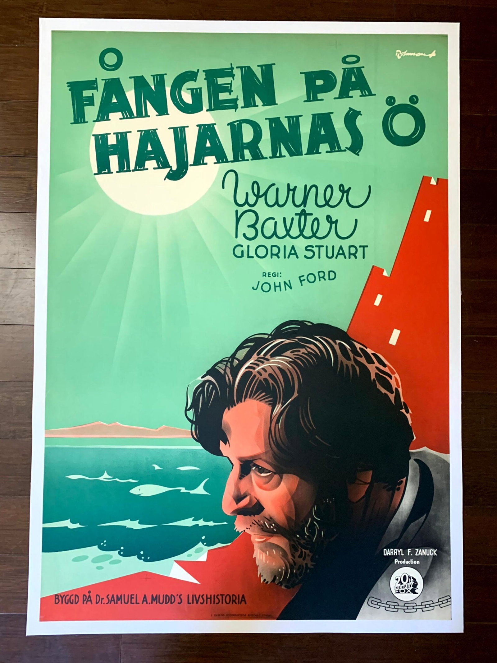 The Prisoner of Shark Island - Dir. John Ford (1936) 27"x39" Swedish Movie Poster LB (1 of 1)