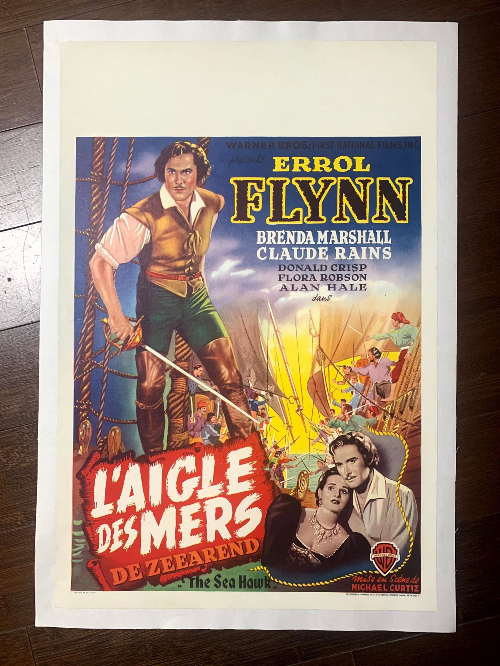 The Sea Hawk - Errol Flynn (1940) 14.5"x22" Belgian Movie Poster LB (1 of 1)
