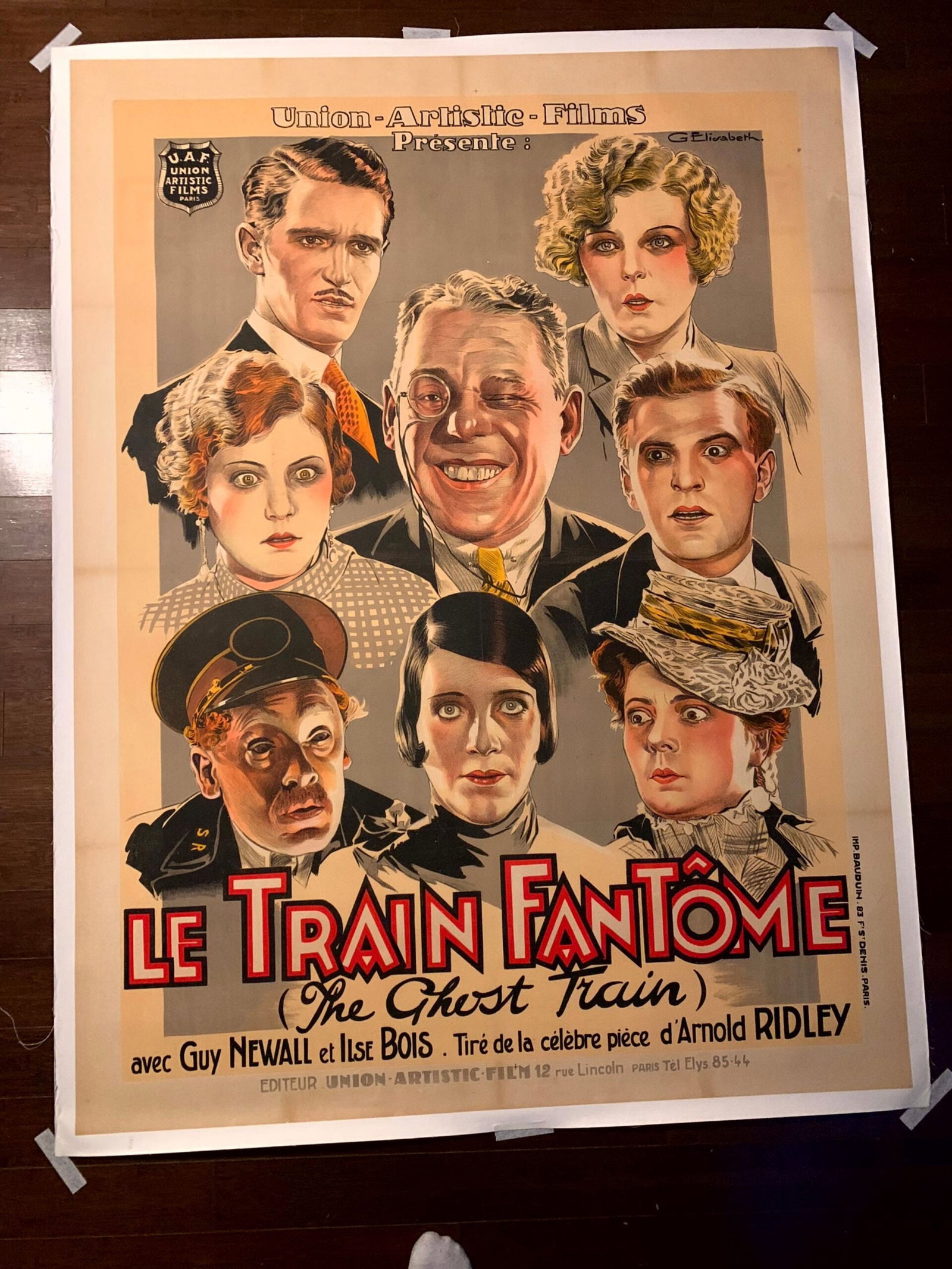 Train Fantome aka Ghost Train - Rare Early Horror - Art Georges Elisabeth (1927) 47.5" x 60.5" (1 of 7)
