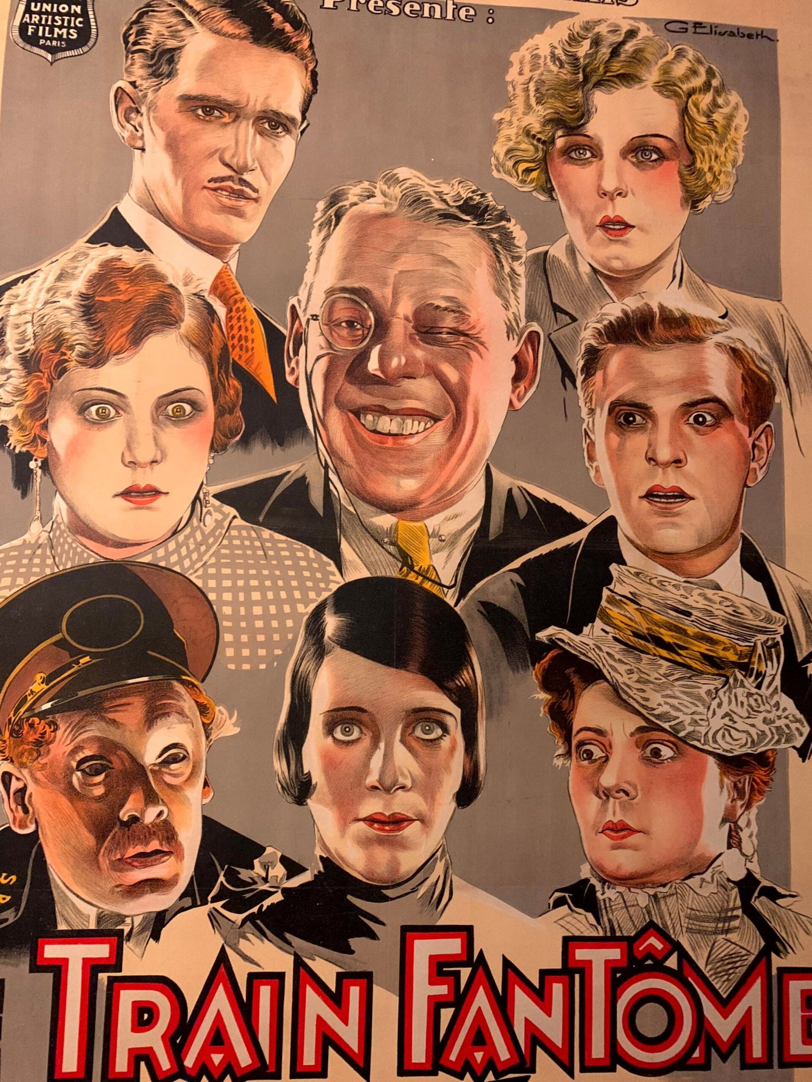 Train Fantome aka Ghost Train - Rare Early Horror - Art Georges Elisabeth (1927) 47.5" x 60.5" - 2