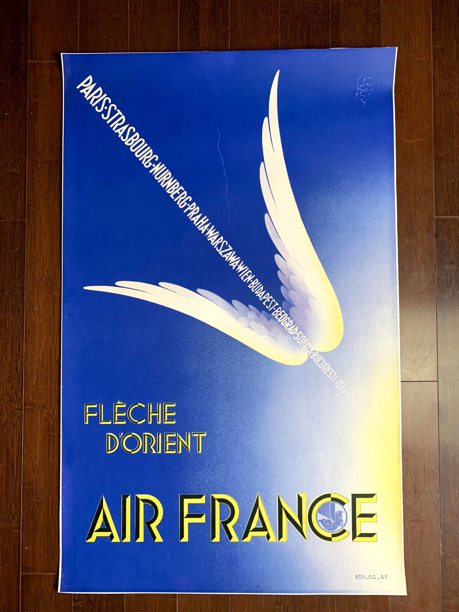 Travel Air France Fleche d'Orient - Art by Paolo Federico Garretto (1933) 12.25x19.75 French Travel (1 of 6)