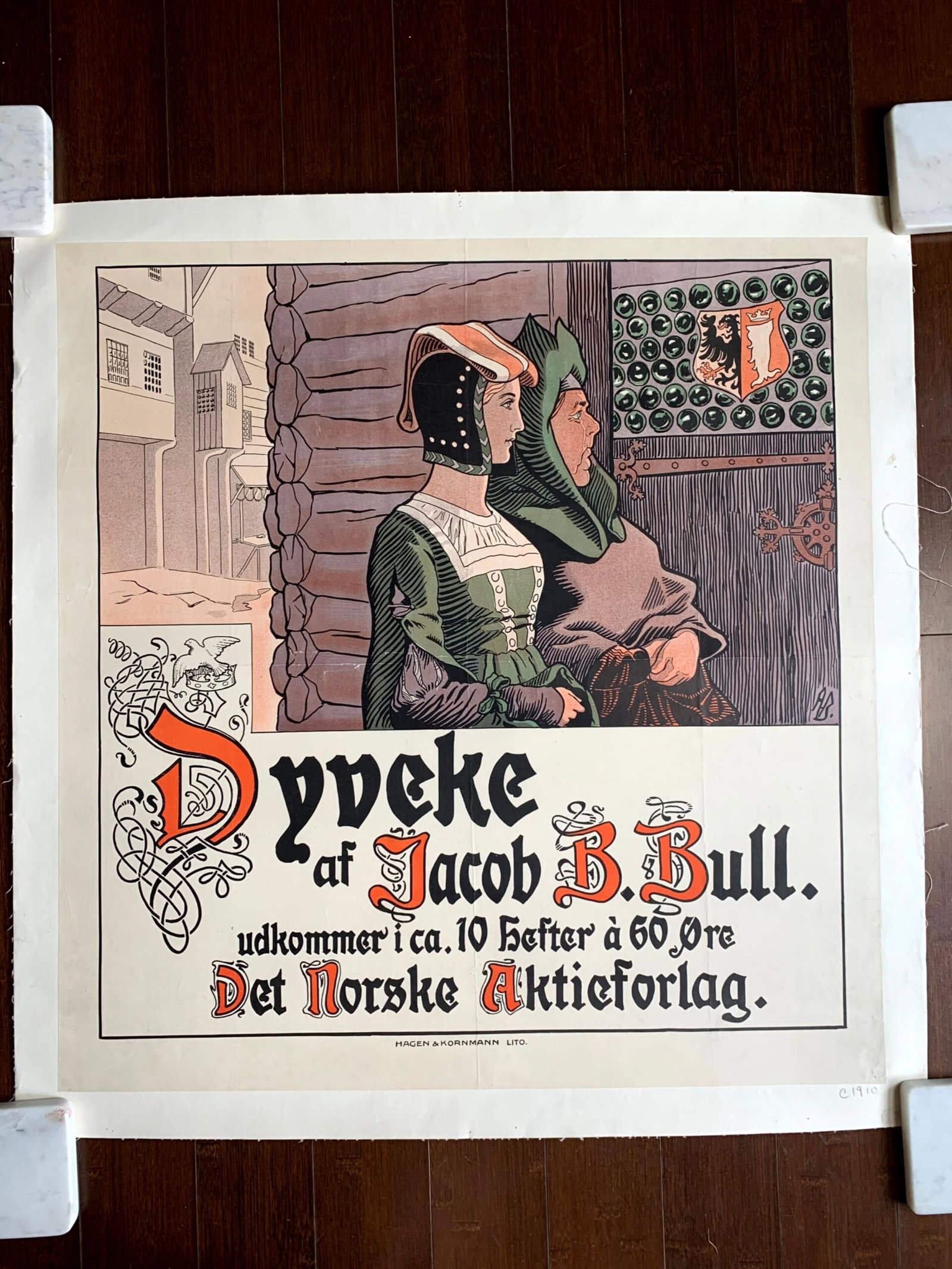 Dyveke - Jacob B Bull (1910) 29.5x30.5 Dutch Book Advertising Poster (1 of 6)