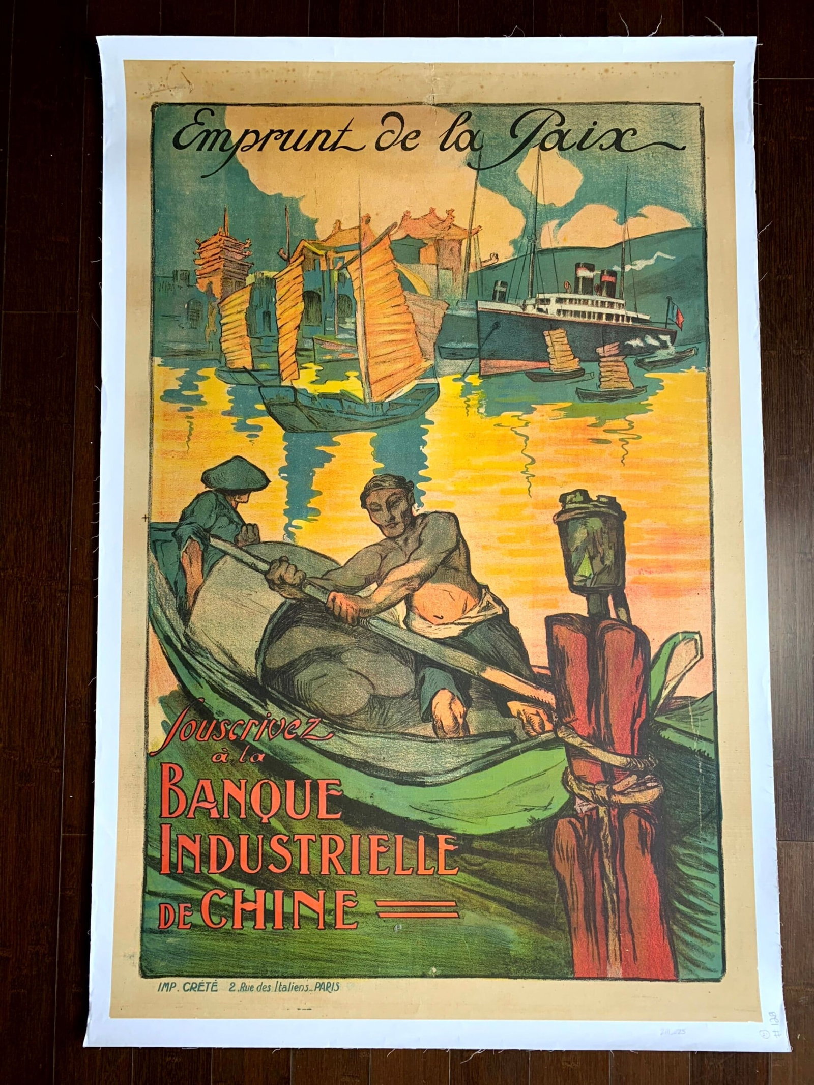 Emprunt de la Paix Banque Industrielle de Chine (1924) 46.5x30 French Lithograph Poster (1 of 6)