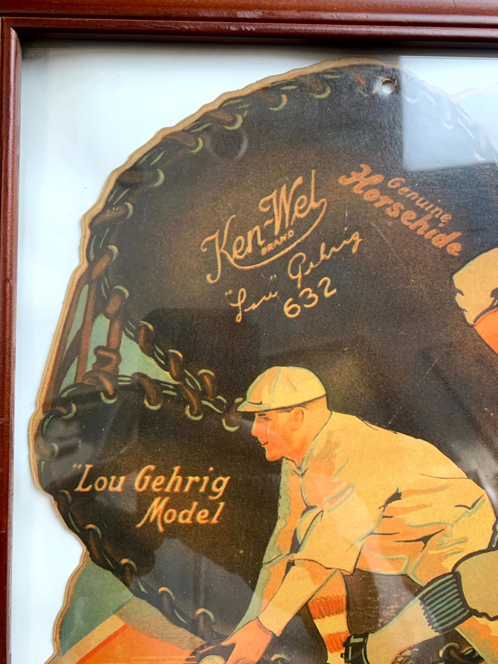 Ken-Wel Baseball Gloves - Lou Gehrig Model (1936) 12"x15" US Advertising Poster - Framed - 2