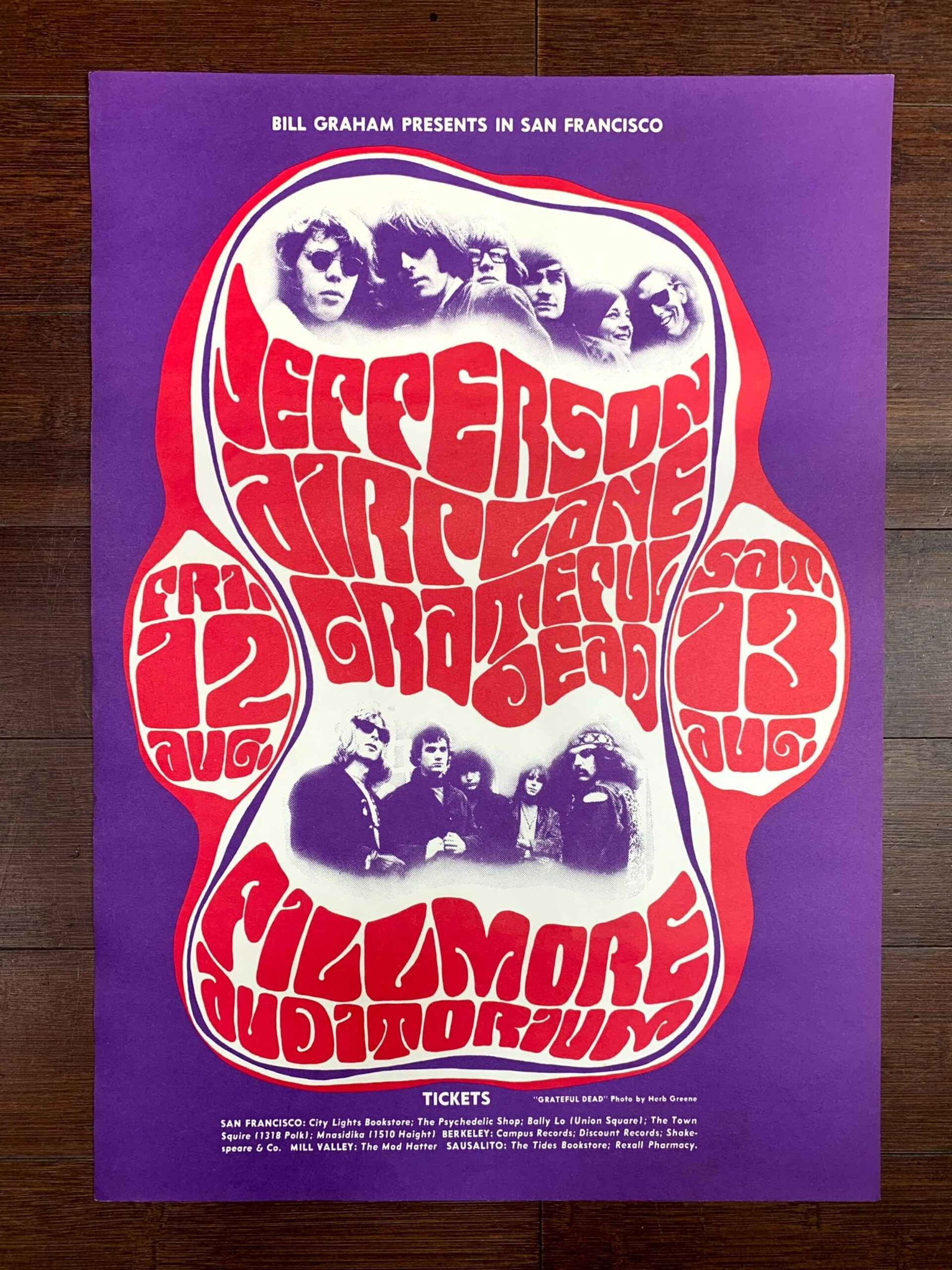 Jefferson Airplane & Grateful Dead - bg-23 2nd Print (1966) 14.25x19.875 US Concert Promotion Poster (1 of 4)
