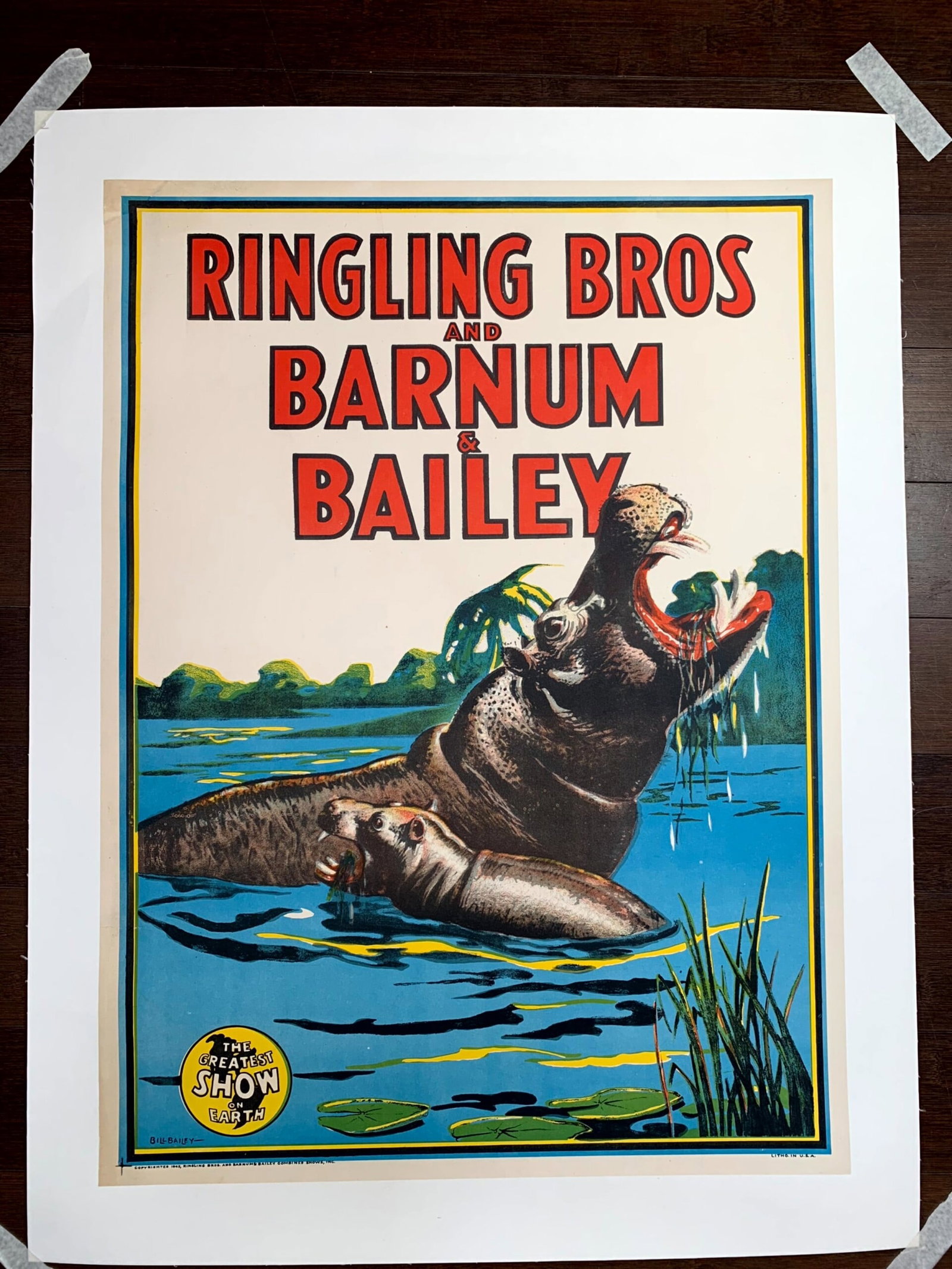Ringling Bros and Barnum Circus - Art Bill Bailey (1920's) 20.25x27.25 US Circus Poster LB (1 of 6)