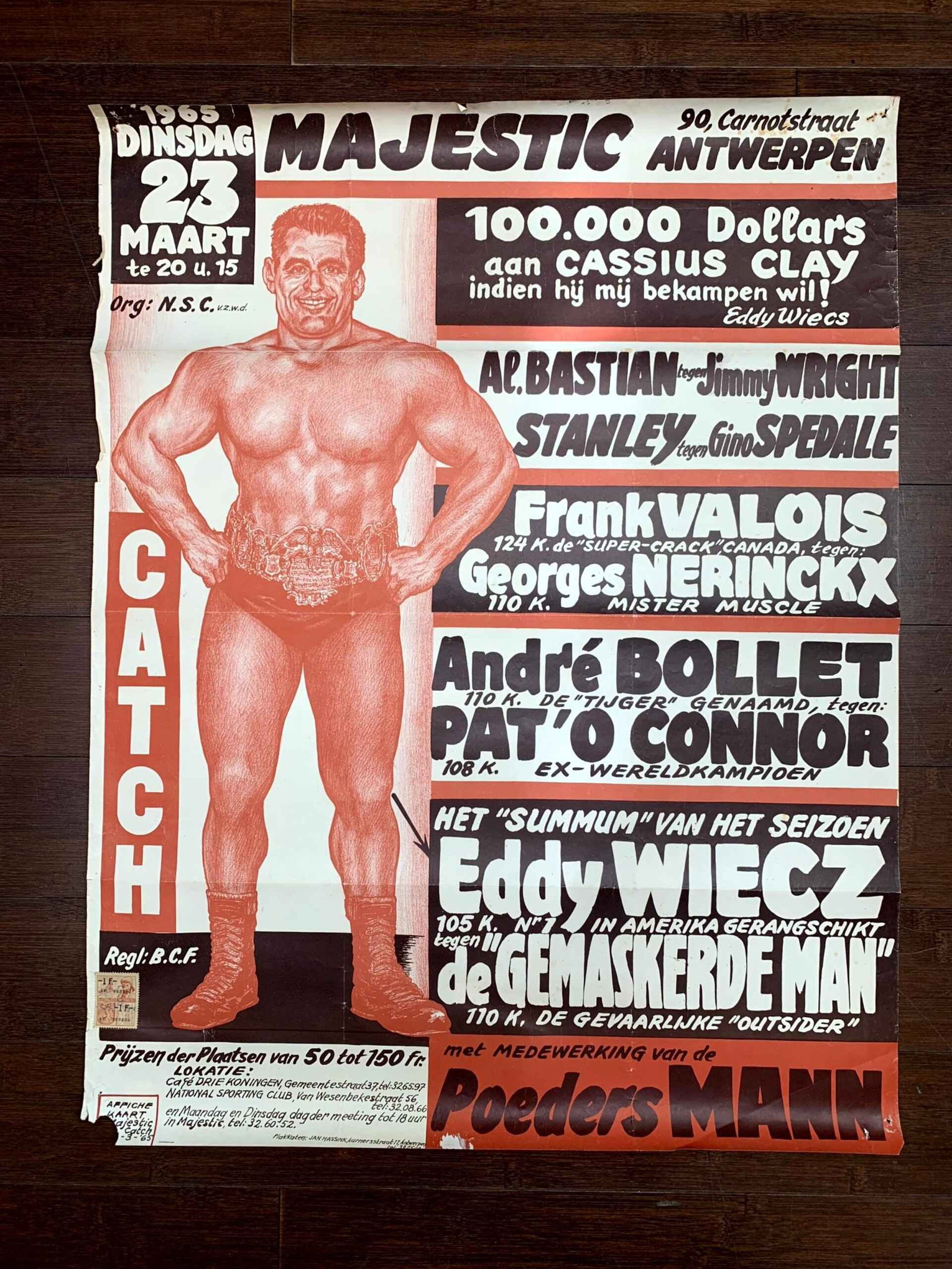 Catch Illustrated - Eddy Wiecz & Cassius Clay (1965) 21.5x26 Belgian Boxing Poster (1 of 4)
