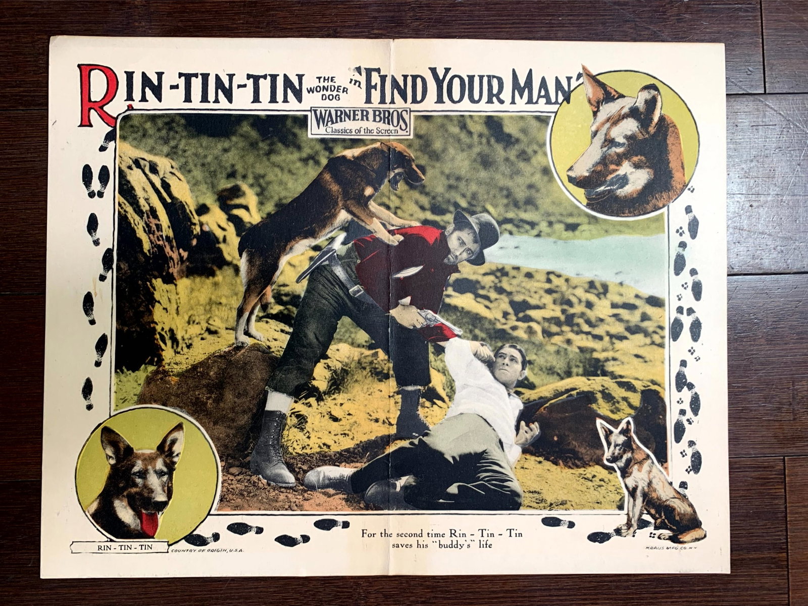 Rin-Tin-Tin (1923) US Lobby Card Movie Poster - Exc. Cond. (1 of 3)