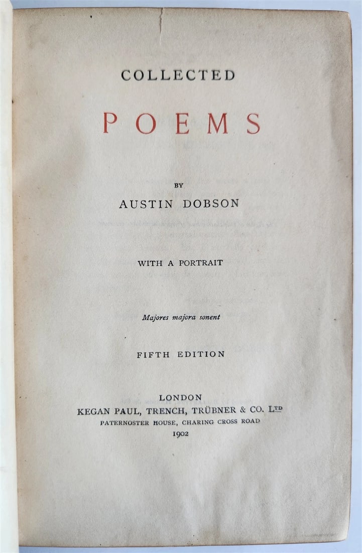 1902 SIGNED BINDING COLLECTED POEMS by Austin Dobson ANTIQUE - 4