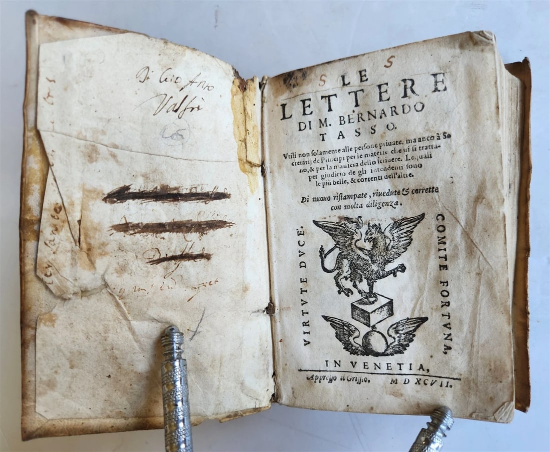 1597 Le lettere di m. Bernardo Tasso antique 16th CENTURY vellum bound - 3