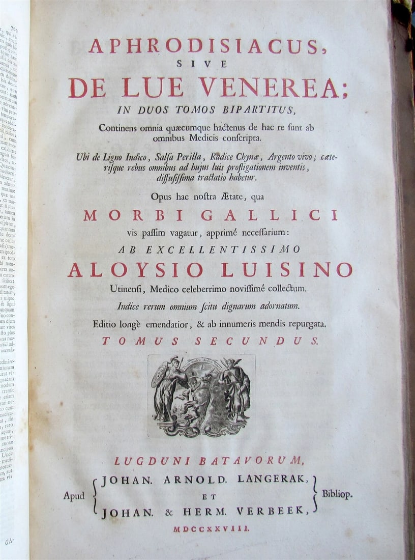1728 APHRODISIACUS sive de lue VENEREA Aloysio Luisino FOLIO 2 v. in one antique - 3