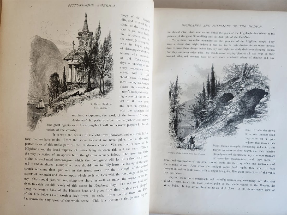 1874 PICTURESQUE AMERICA by WILLIAM BRYANT 2 FOLIO VOLUMES ILLUSTRATED antique - 15