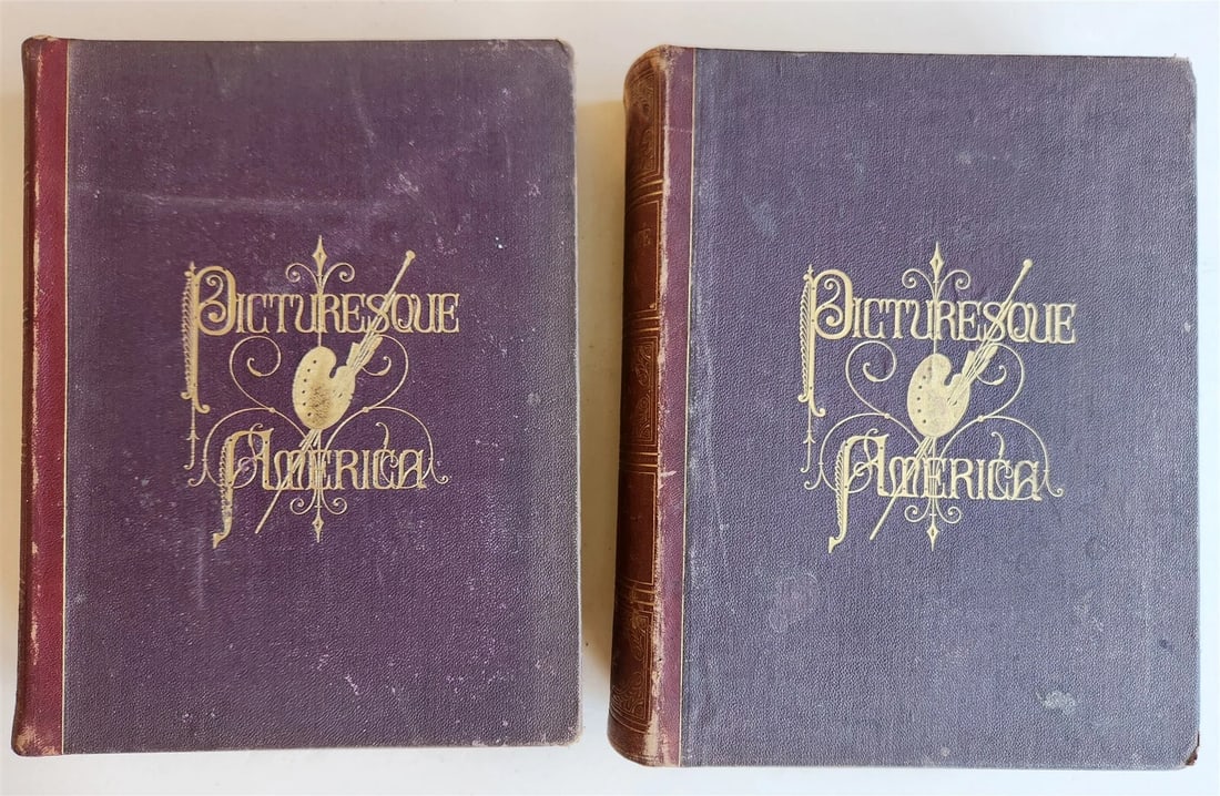 1874 PICTURESQUE AMERICA by WILLIAM BRYANT 2 FOLIO VOLUMES ILLUSTRATED antique - 2