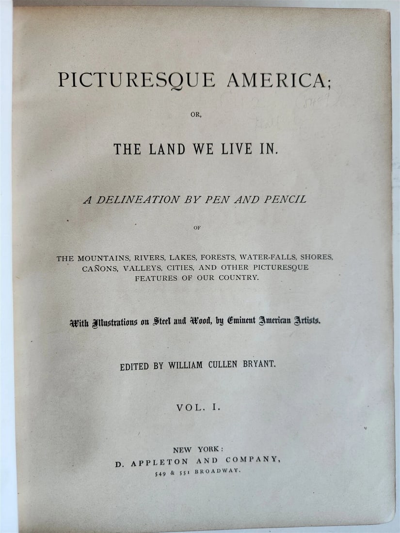 1874 PICTURESQUE AMERICA by WILLIAM BRYANT 2 FOLIO VOLUMES ILLUSTRATED antique - 3