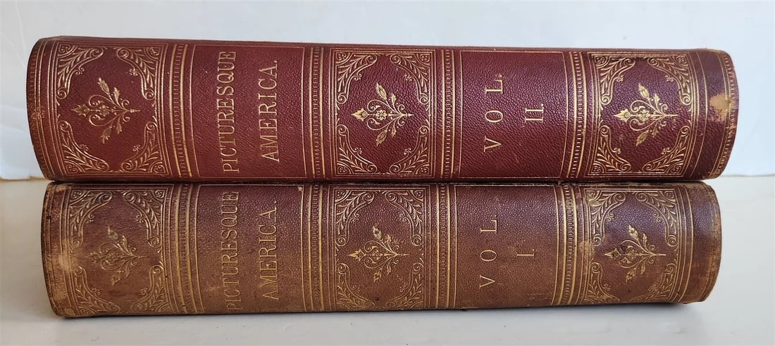 1874 PICTURESQUE AMERICA by WILLIAM BRYANT 2 FOLIO VOLUMES ILLUSTRATED antique - 5
