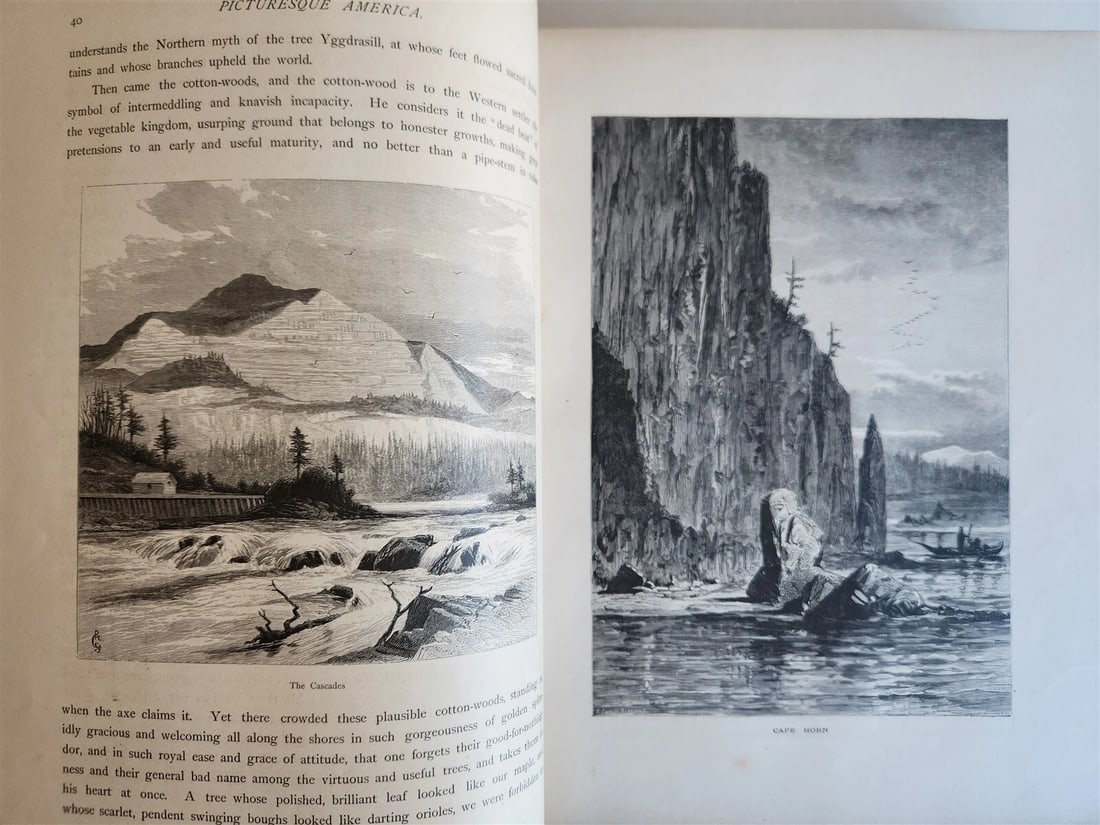 1874 PICTURESQUE AMERICA by WILLIAM BRYANT 2 FOLIO VOLUMES ILLUSTRATED antique - 8