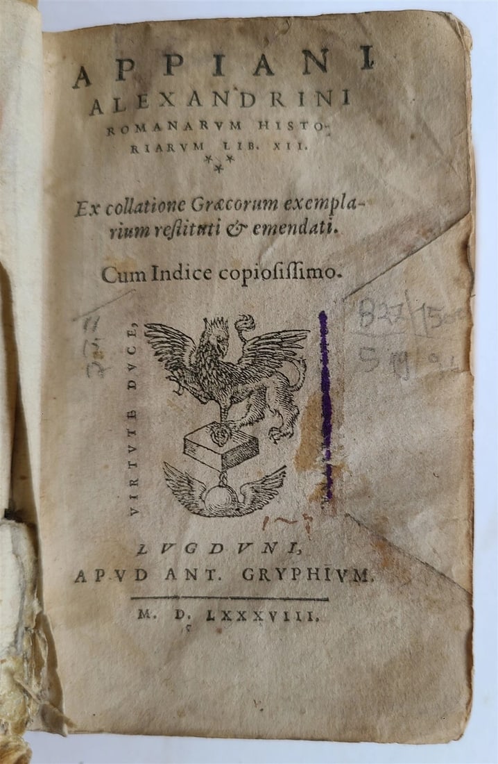 1588 APPIAN ROMAN HISTORY of FOREIGN WARS antique VELLUM in ITALIAN 16th CENTURY - 2