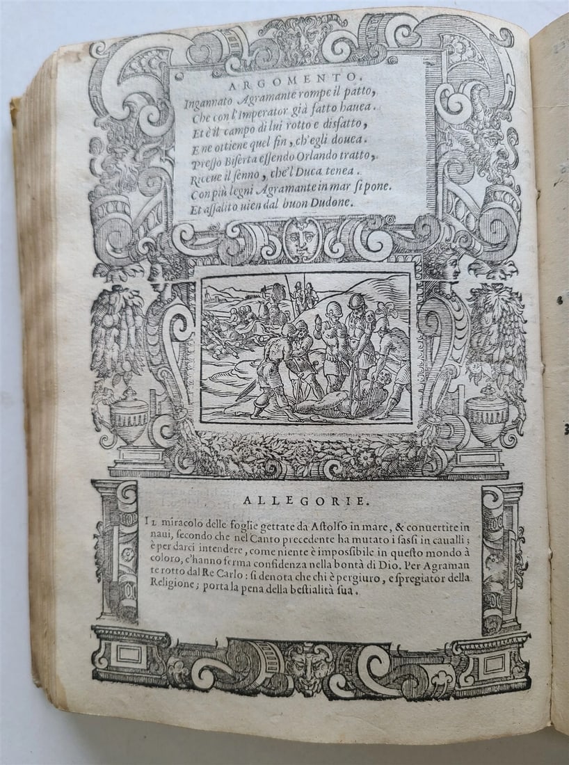 1583 ORLANDO FURIOSO by Ludovico ARIOSTO STRIKINGLY ILLUSTRATED antique vellum - 10