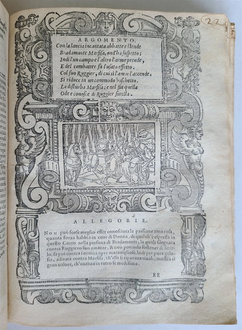 1583 ORLANDO FURIOSO by Ludovico ARIOSTO STRIKINGLY ILLUSTRATED antique vellum - 12