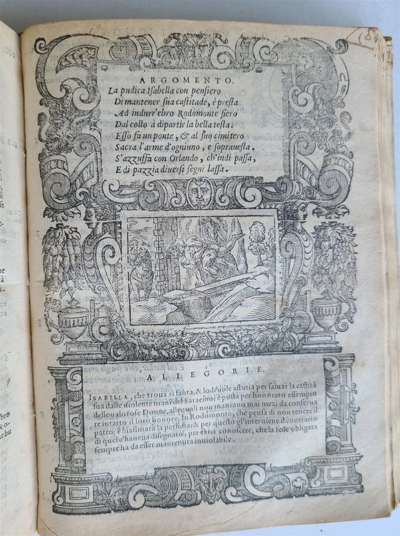 1583 ORLANDO FURIOSO by Ludovico ARIOSTO STRIKINGLY ILLUSTRATED antique vellum - 16