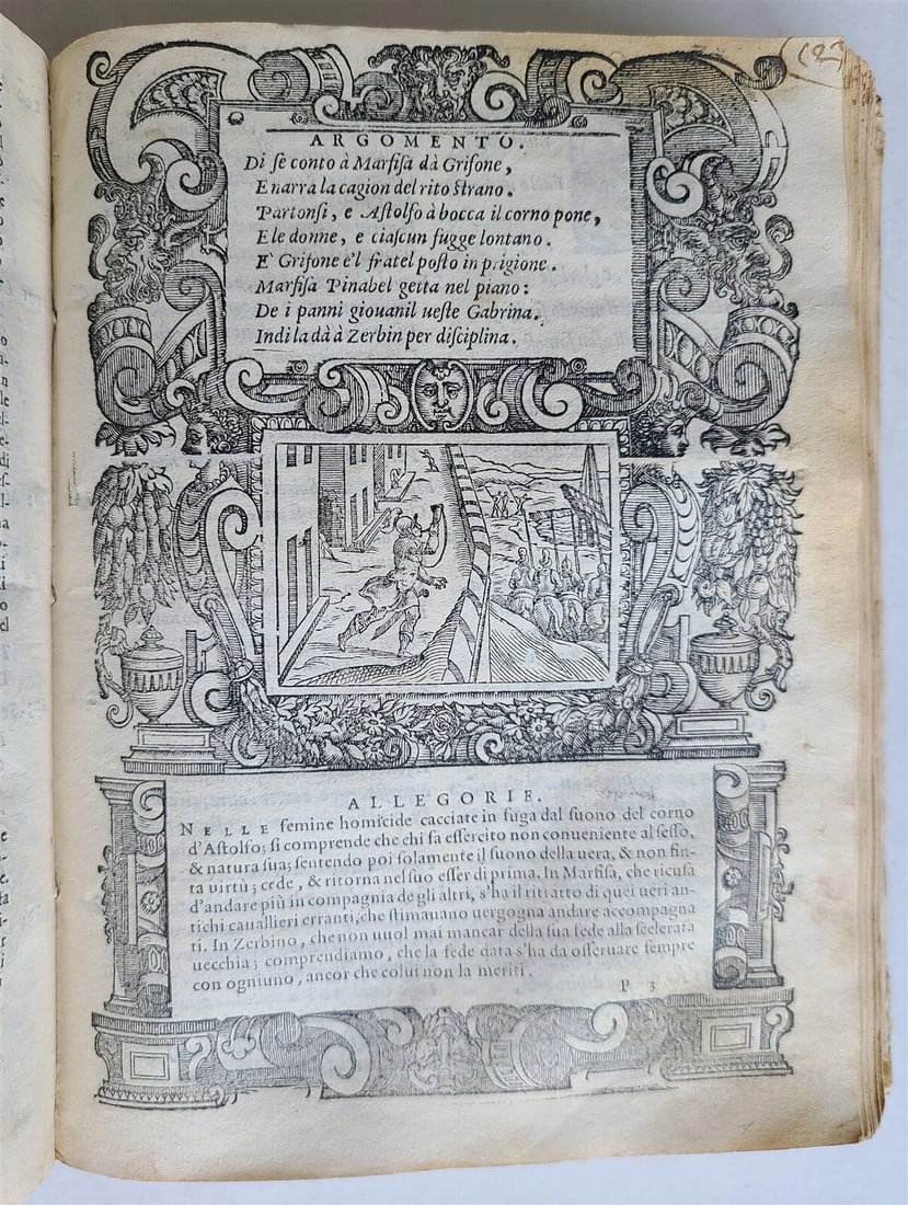 1583 ORLANDO FURIOSO by Ludovico ARIOSTO STRIKINGLY ILLUSTRATED antique vellum - 17