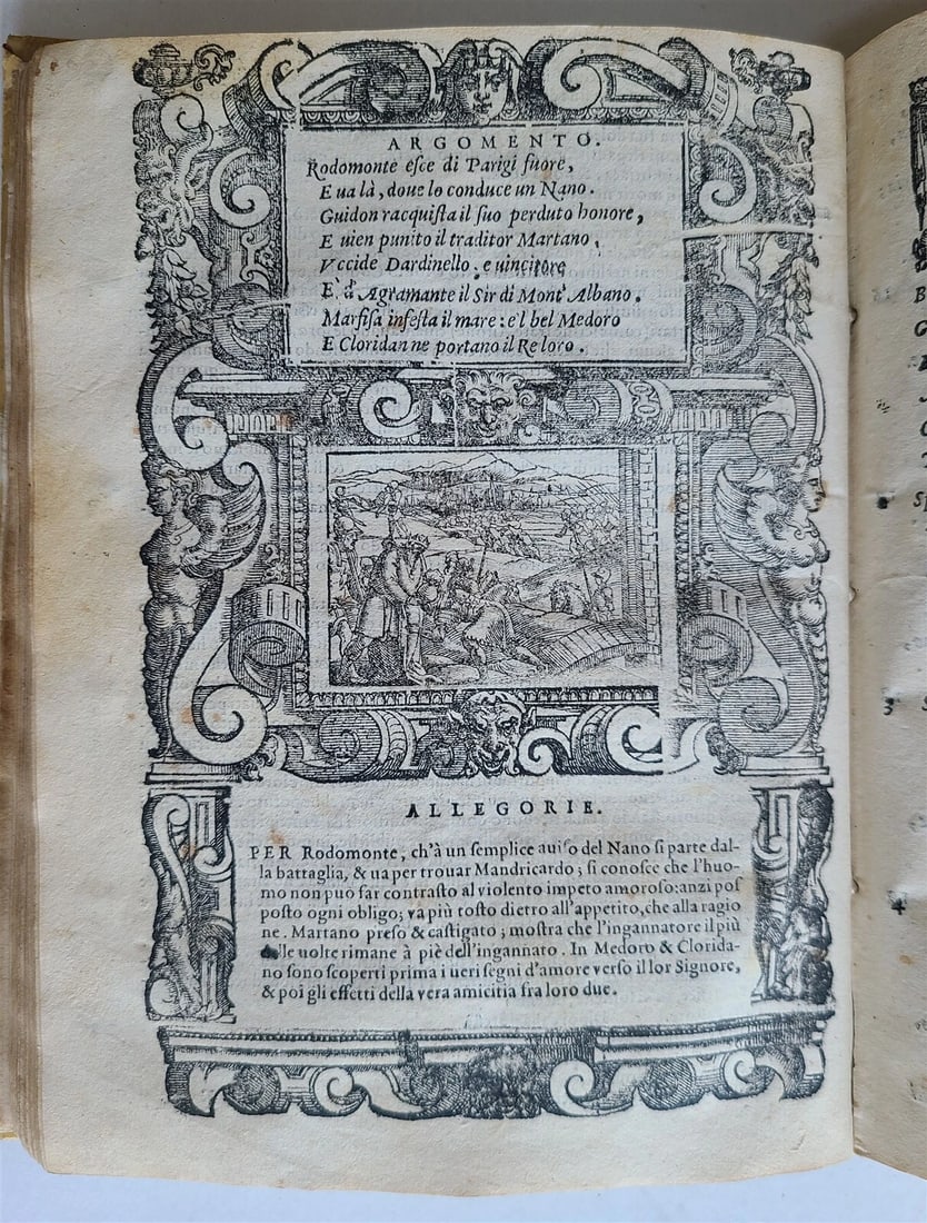 1583 ORLANDO FURIOSO by Ludovico ARIOSTO STRIKINGLY ILLUSTRATED antique vellum - 18