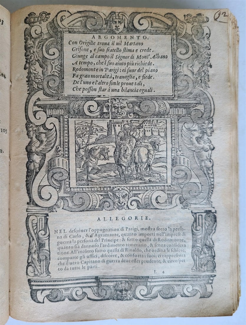 1583 ORLANDO FURIOSO by Ludovico ARIOSTO STRIKINGLY ILLUSTRATED antique vellum - 19