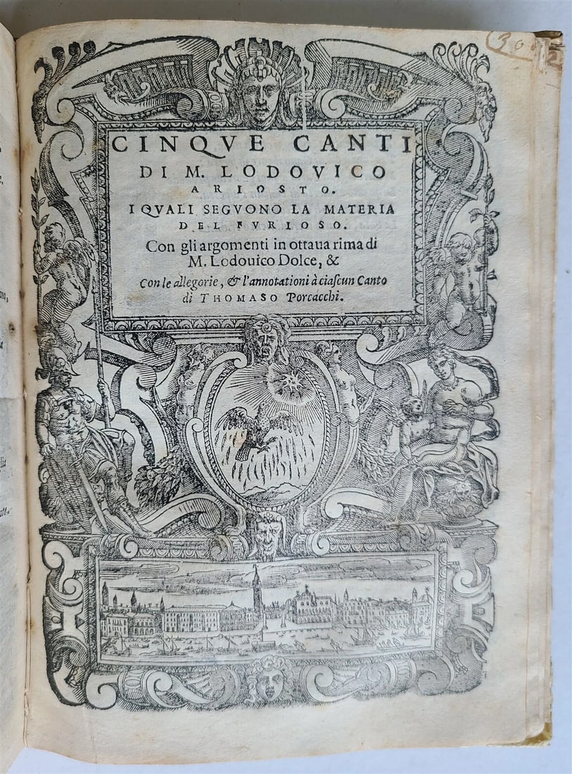 1583 ORLANDO FURIOSO by Ludovico ARIOSTO STRIKINGLY ILLUSTRATED antique vellum - 2