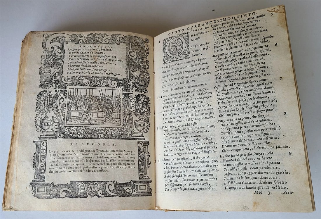 1583 ORLANDO FURIOSO by Ludovico ARIOSTO STRIKINGLY ILLUSTRATED antique vellum - 5