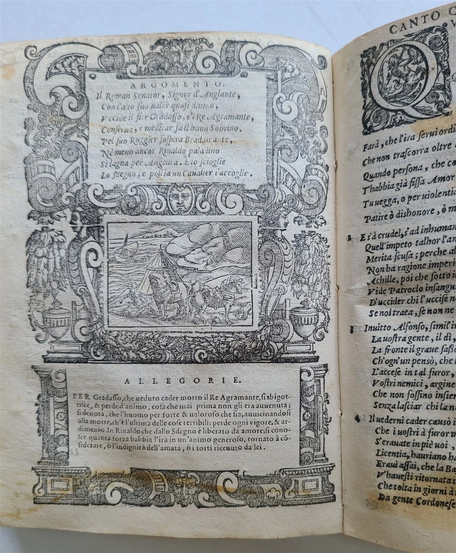 1583 ORLANDO FURIOSO by Ludovico ARIOSTO STRIKINGLY ILLUSTRATED antique vellum - 7