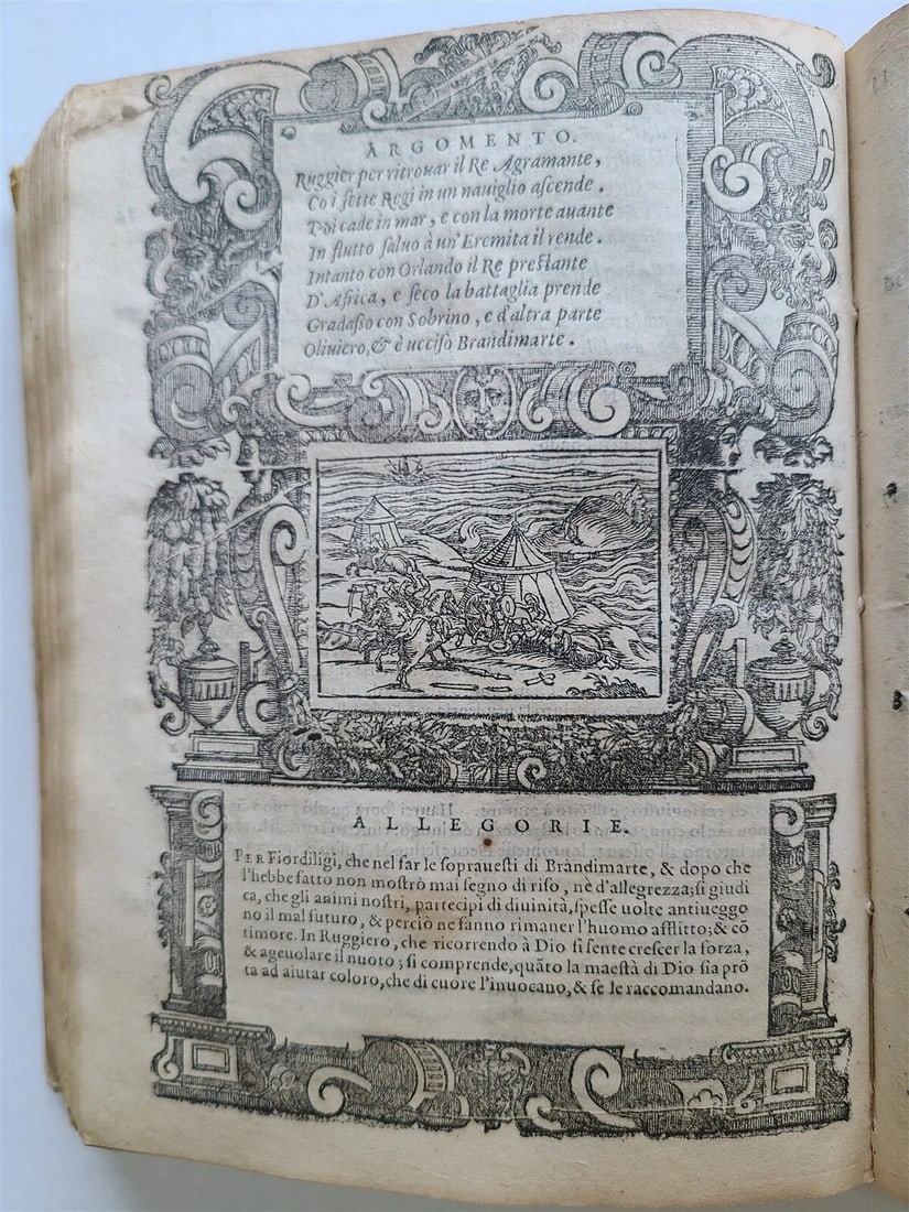 1583 ORLANDO FURIOSO by Ludovico ARIOSTO STRIKINGLY ILLUSTRATED antique vellum - 8