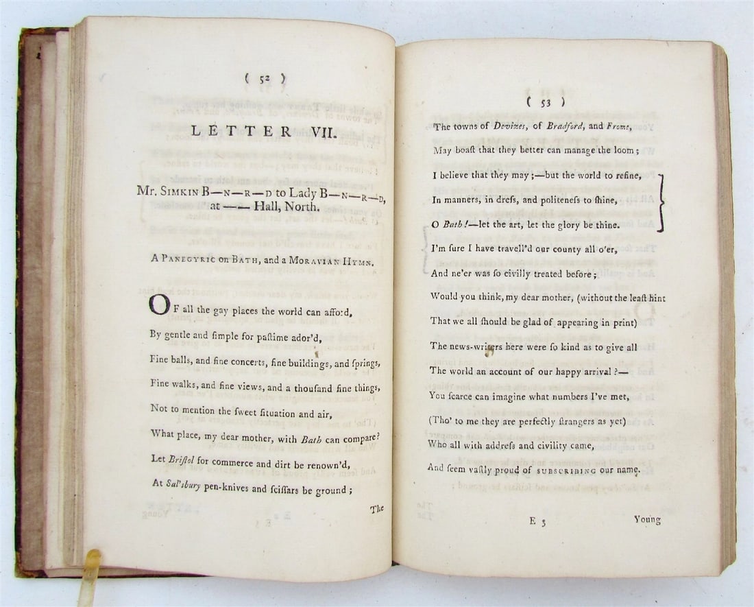 1773 THE NEW BATH GUIDE antique POETRY in ENGLISH by Christopher Anstey - 3