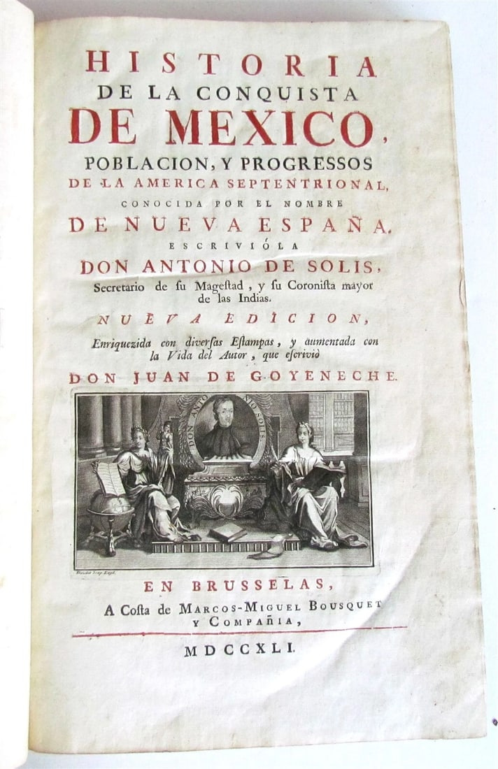 1741 Historia de la conquista de Mexico antique ILLUSTRATED FOLIO in SPANISH (1 of 11)