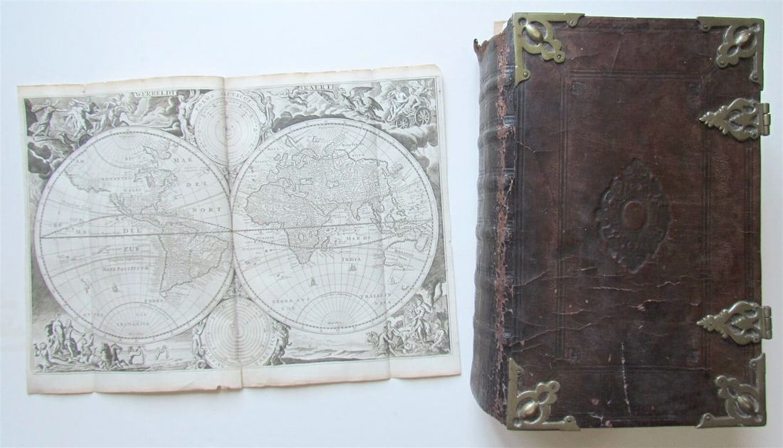 1738 BIBLE in DUTCH ILLUSTRATED w/ MAPS antique MASSIVE FOLIO BIBLIA: BIBLIA, DAT IS DE GANTSCHE H. SCHRIFTURE, vervattende alle de canonijcke boecken des ouden en des nieuwen testaments (...). Amsterdam; 1738 Old and new Testaments Illustrated with 5 maps (including wo