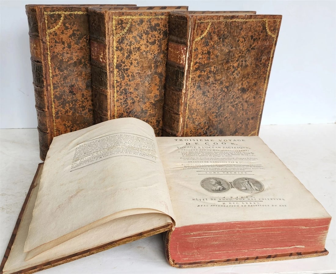 1785 VOYAGE of CAPTAIN COOK 4 vols ILLUSTRATED w/88 PLATES antique FRENCH 4to ED (1 of 20)