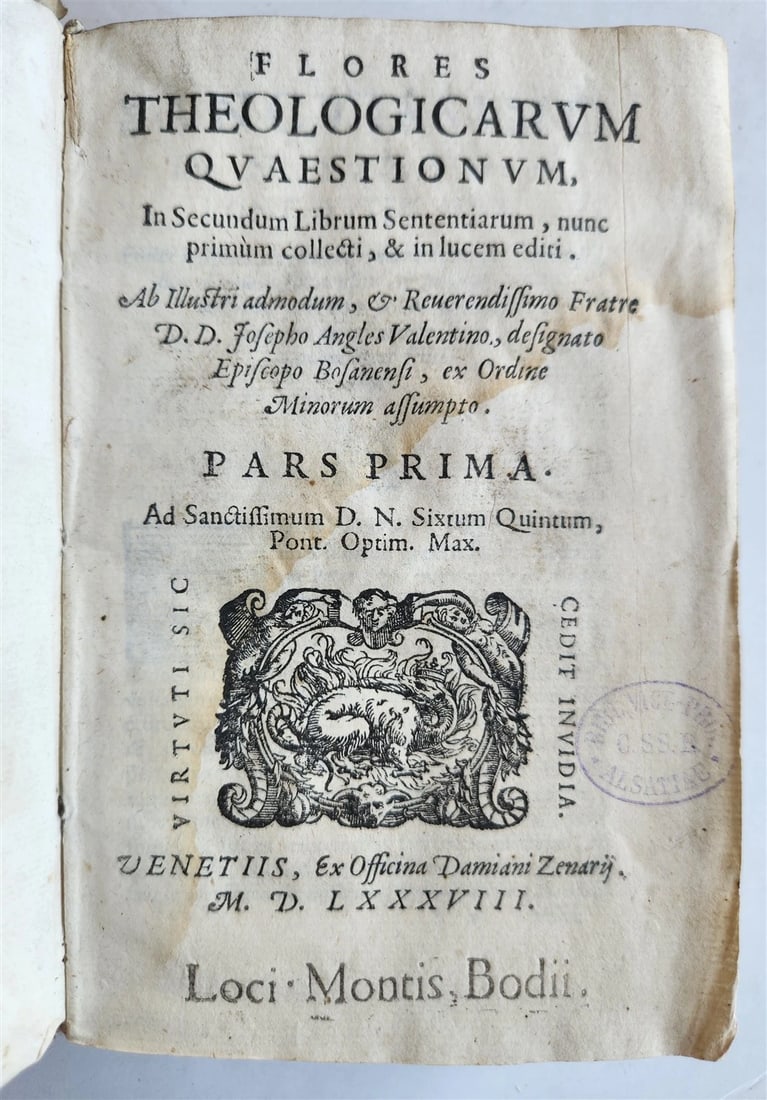 1588 Flores Theologicarum antique VELLUM BINDING Flowers of Theology Jose Angles (1 of 11)