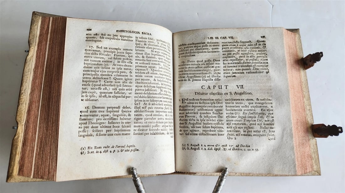 1764 EMBRYOLOGIA OBSTETRICS antique PIGSKIN BINDING w/ CLASPS - 12