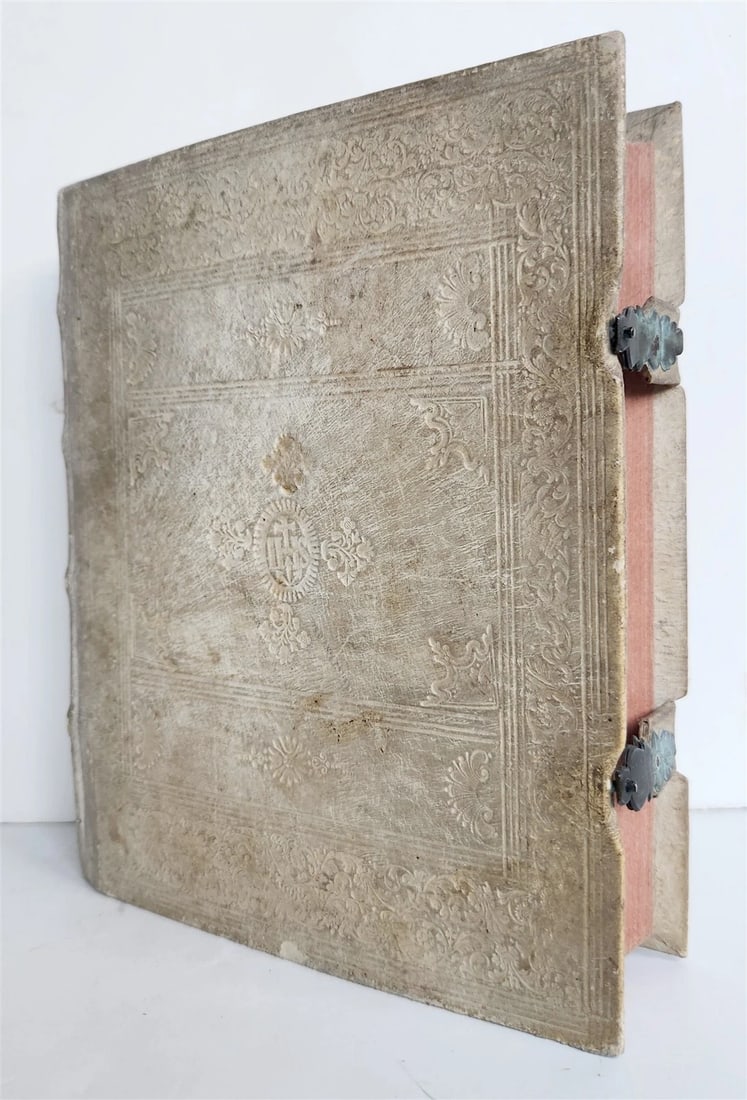 1764 EMBRYOLOGIA OBSTETRICS antique PIGSKIN BINDING w/ CLASPS - 4