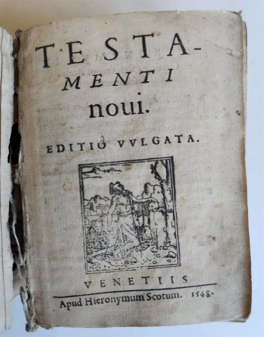 1548 BIBLE in LATIN ILLUSTRATED antique 16th CENTURY vellum TESTAMENTI NOUI (1 of 20)