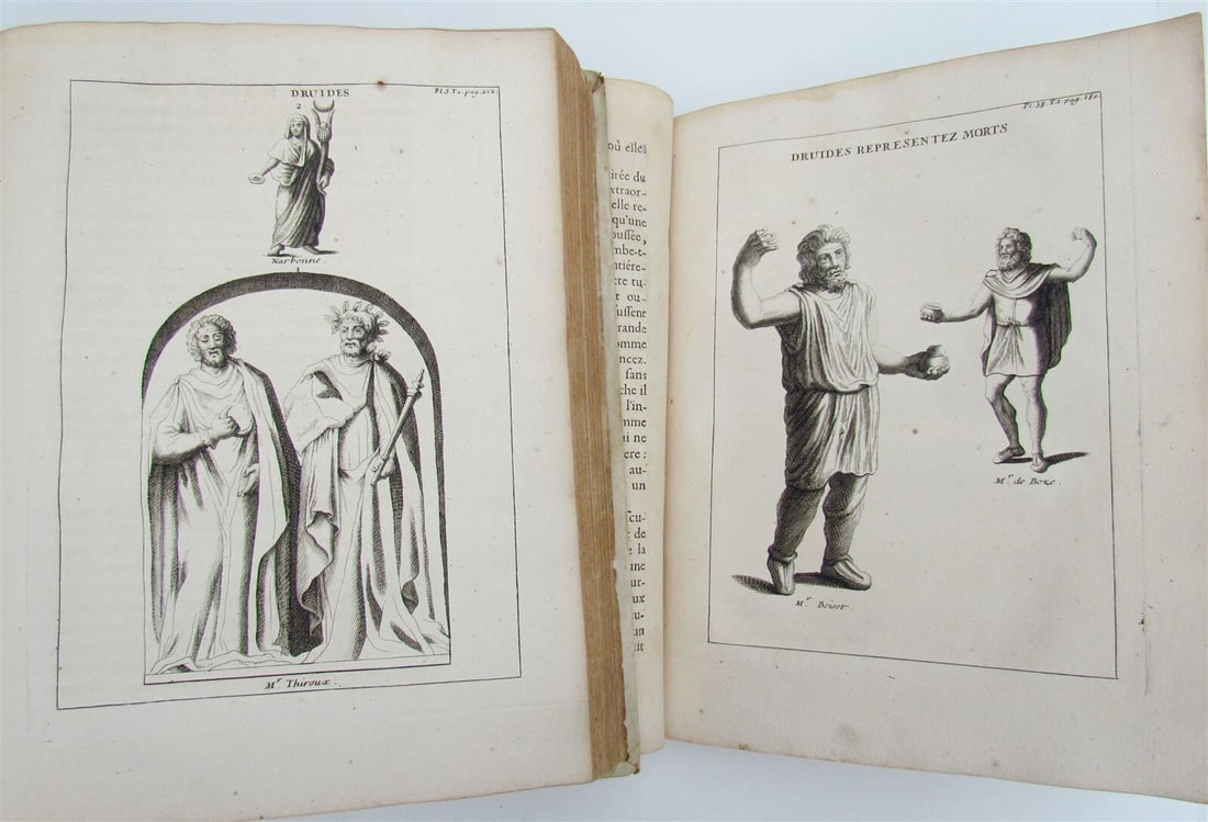 1727 Religion of Gauls ANCIENT CELTIC MYTHOLOGY 2 VOL antique ILLUSTRATED Vellum - 11
