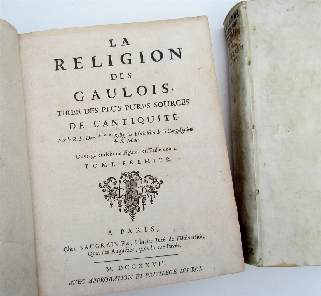 1727 Religion of Gauls ANCIENT CELTIC MYTHOLOGY 2 VOL antique ILLUSTRATED Vellum - 2