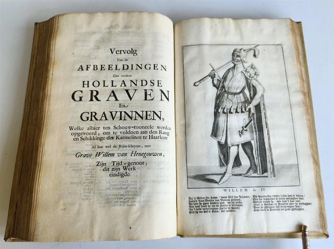 1699 CHRONICLE of COUNTS of HOLLAND antique ILLUSTRATED FOLIO vellum bound - 11