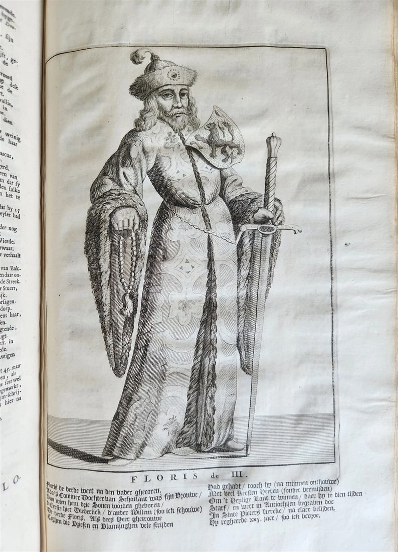 1699 CHRONICLE of COUNTS of HOLLAND antique ILLUSTRATED FOLIO vellum bound - 18