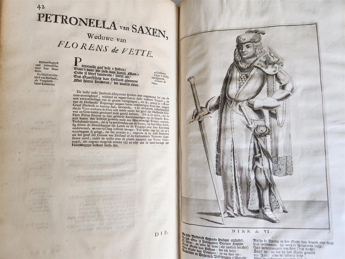1699 CHRONICLE of COUNTS of HOLLAND antique ILLUSTRATED FOLIO vellum bound - 19