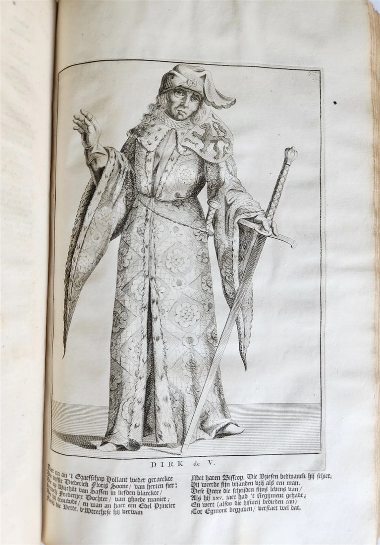 1699 CHRONICLE of COUNTS of HOLLAND antique ILLUSTRATED FOLIO vellum bound - 20