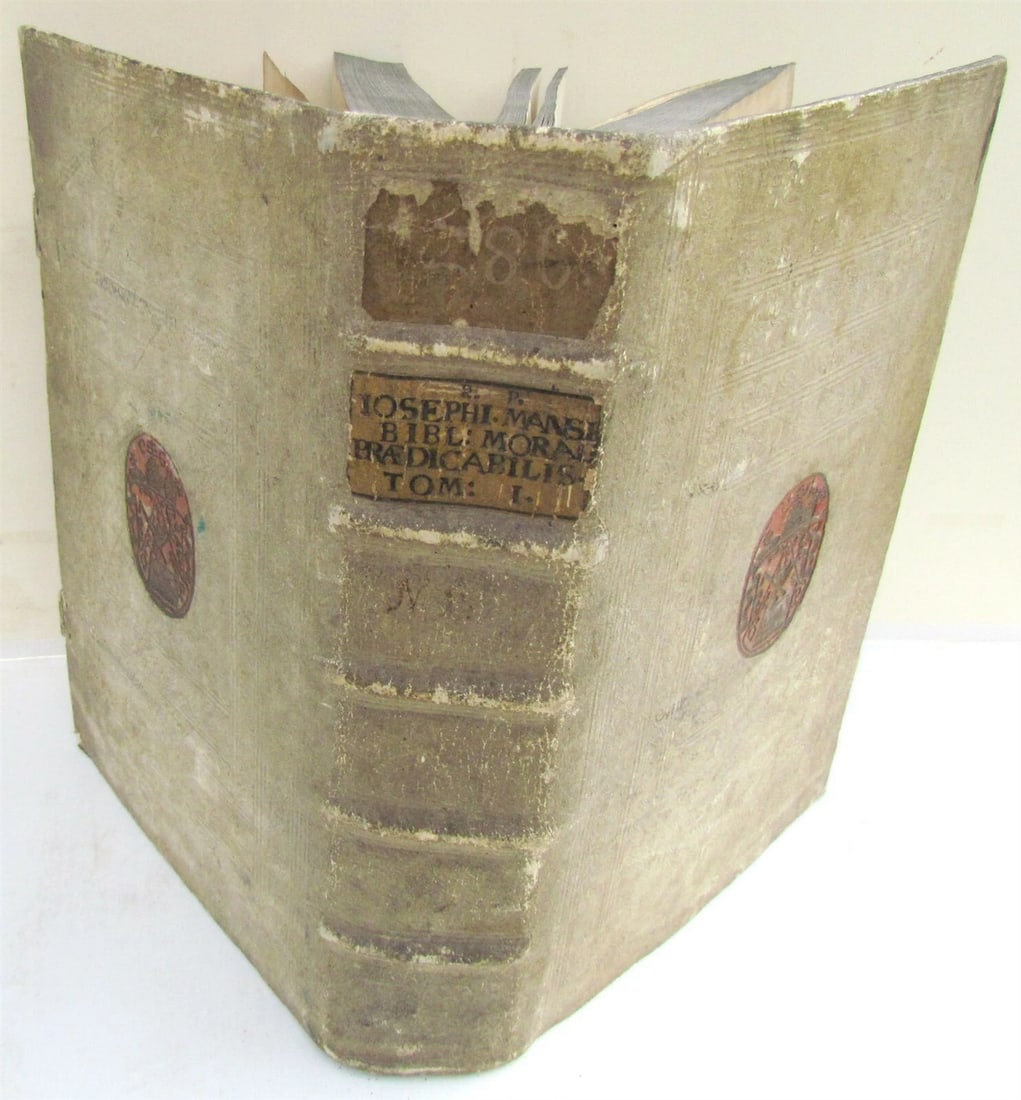 1703 BLIND-STAMPED PIGSKIN BOUND ANTIQUE FOLIO by Josephi Mansi (1 of 6)