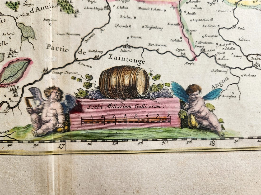 1640 MAP of FRANCE PAIS DE POICTOV WILLEM BLAEU antique AUTHENTIC hand colored - 2
