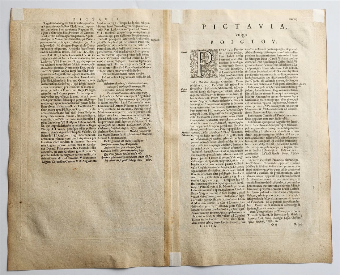 1640 MAP of FRANCE PAIS DE POICTOV WILLEM BLAEU antique AUTHENTIC hand colored - 3