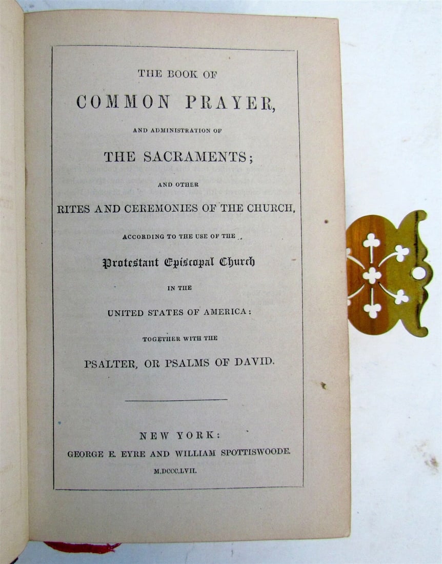 1857 COMMON PRAYER PROTESTANT CHURCH in of AMERICA w/ BRASS CLASP antique - 4