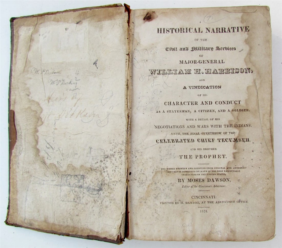 1824 HISTORICAL NARRATIVE of MAJOR-GENERAL WILLIAM HARRISON antique AMERICANA (1 of 3)